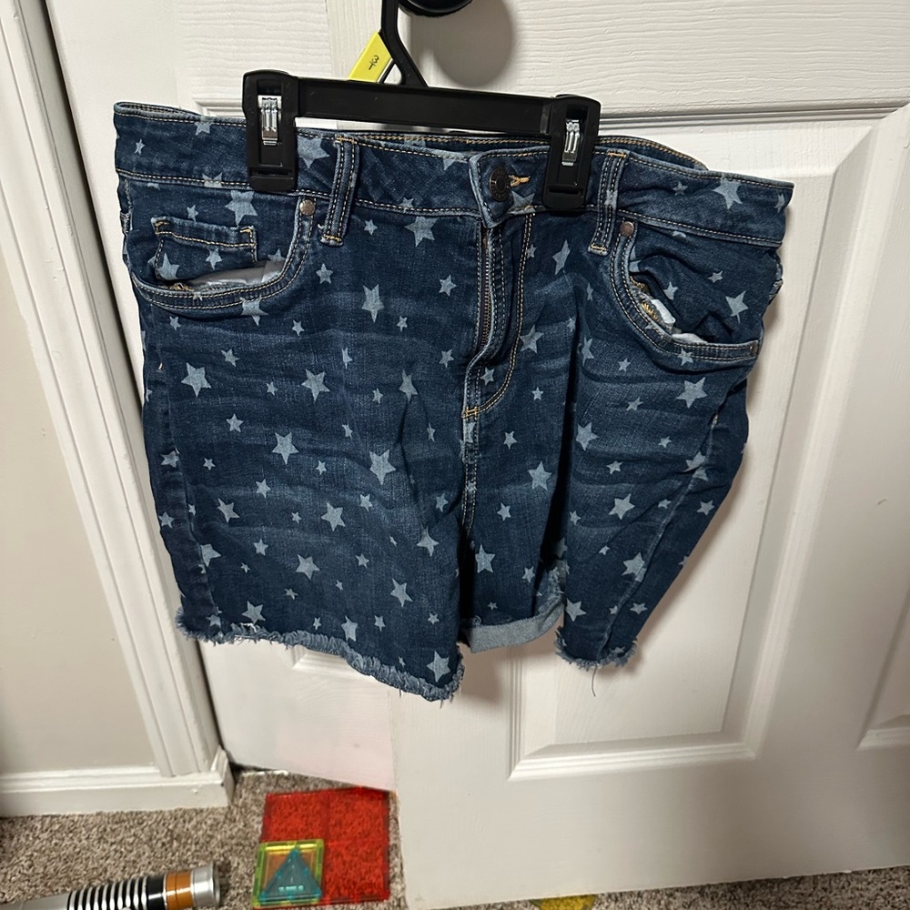 Star Patterned Denim Shorts